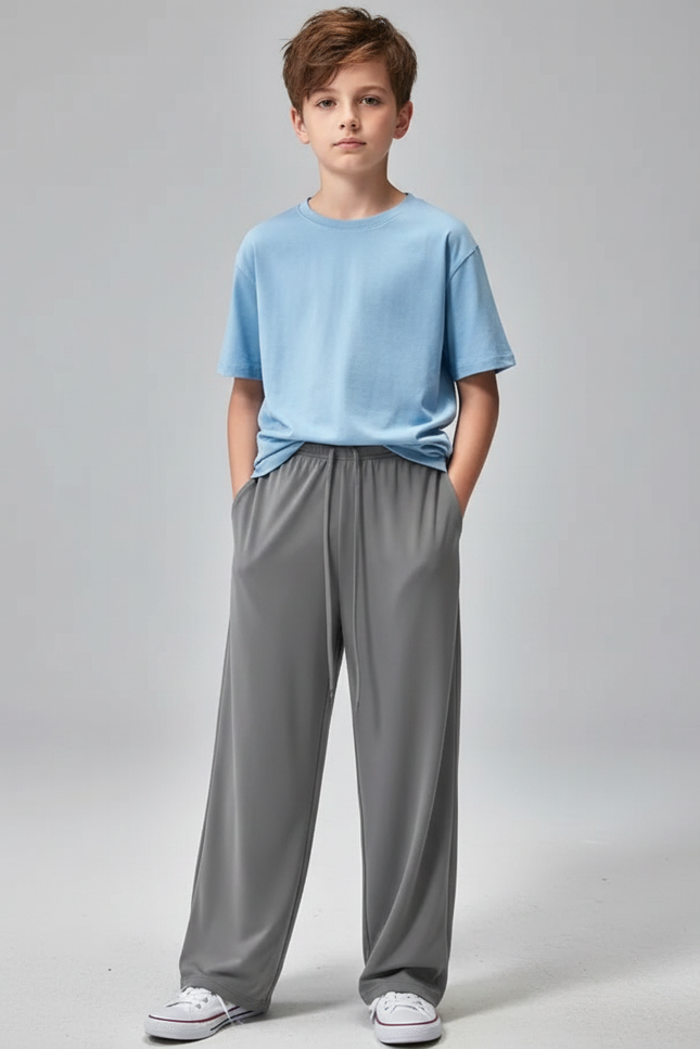 Pantalon Parachute Gris Ample Décontracté Léger Enfant - Polyester