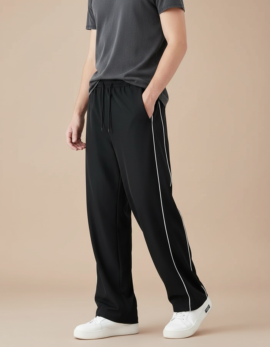 Pantalon Parachute Homme Noir Large - Polyester