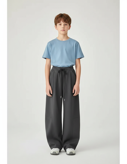 Pantalon Parachute Garçon Gris Baggy Nylon - Molleton