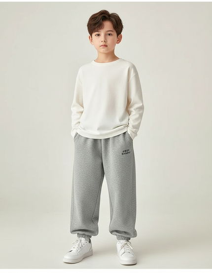 Pantalon Parachute Garçon Gris Resserré Aux Chevilles - Molleton