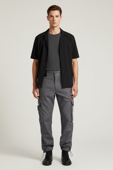 Pantalon Parachute Gris Cargo Homme Tactique Résistant - Polyester