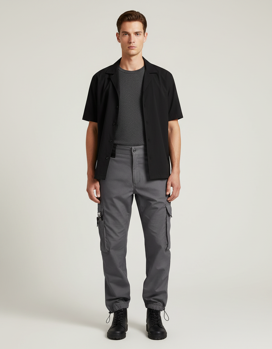 Pantalon Parachute Gris Cargo Homme Tactique Résistant - Polyester