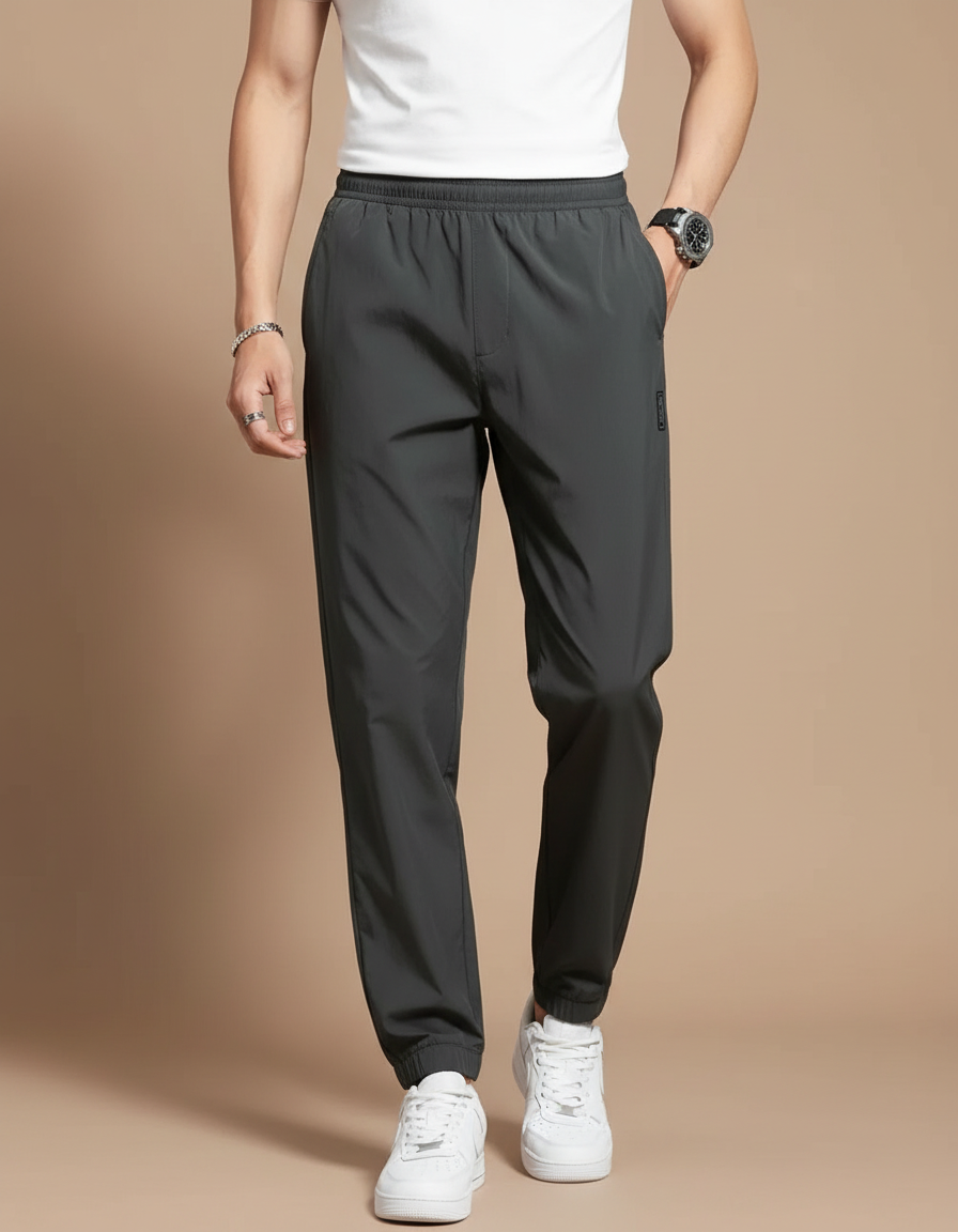Pantalon Parachute Gris Décontracté Fluide Sport Homme - Polyester