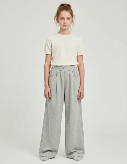 Pantalon Parachute Gris Ample Décontracté Molleton Enfant