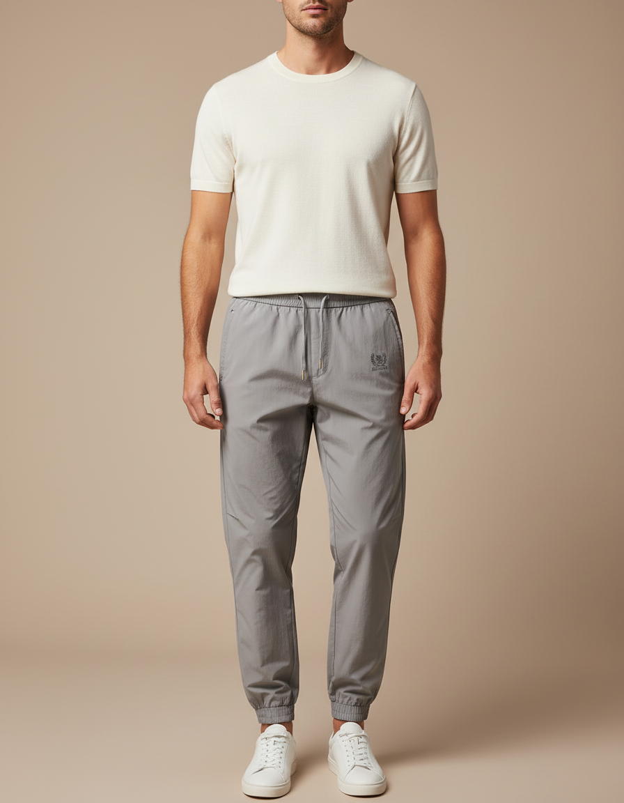 Pantalon Parachute Gris Cordon Ample Sport Homme - Polyester