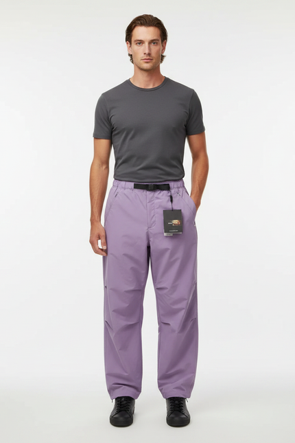 Pantalon Parachute Lilas Ample Coupe Droite Léger - Violet Polyester