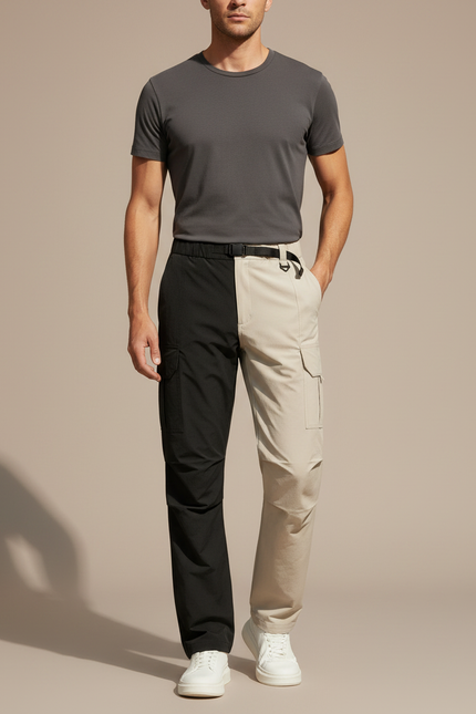 Pantalon Parachute Bicolore Cargo Léger Homme - Multicolore Polyester