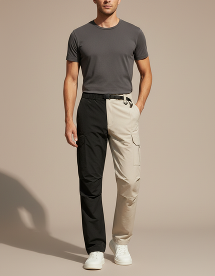 Pantalon Parachute Bicolore Cargo Léger Homme - Multicolore Polyester