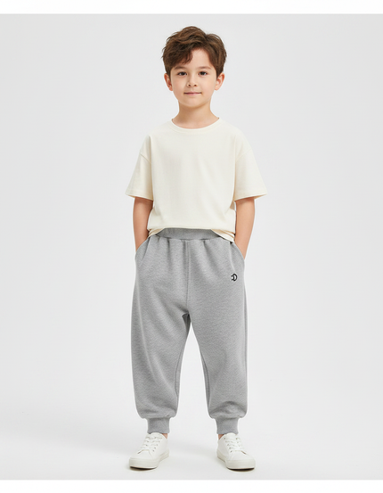 Pantalon Parachute Gris Ample Élastiqué Décontracté Enfant - Molleton