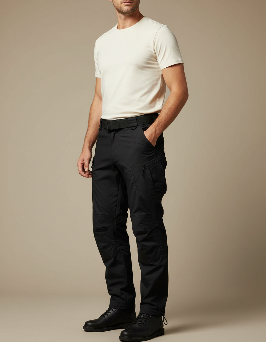 Pantalon Parachute Noir Cargo Homme Léger Technique - Polyester