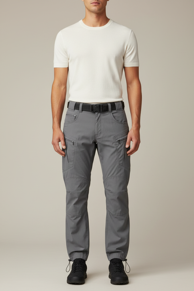 Pantalon Parachute Gris Cargo Tactique Homme - Polyester