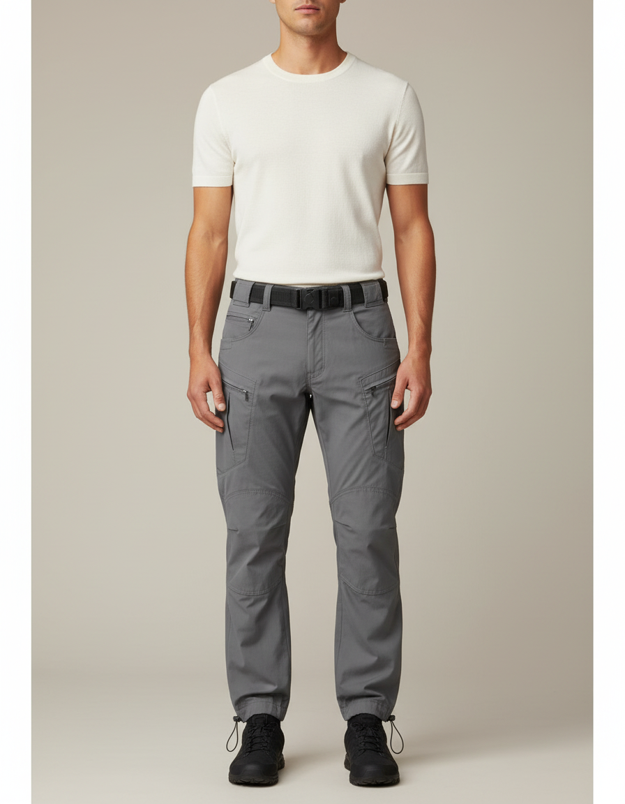 Pantalon Parachute Gris Cargo Tactique Homme - Polyester