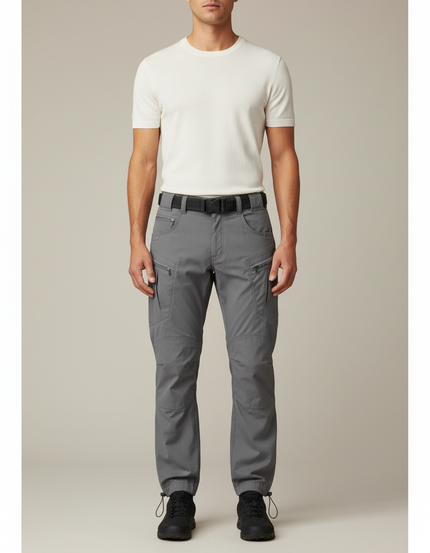 Pantalon Parachute Gris Cargo Tactique Homme - Polyester