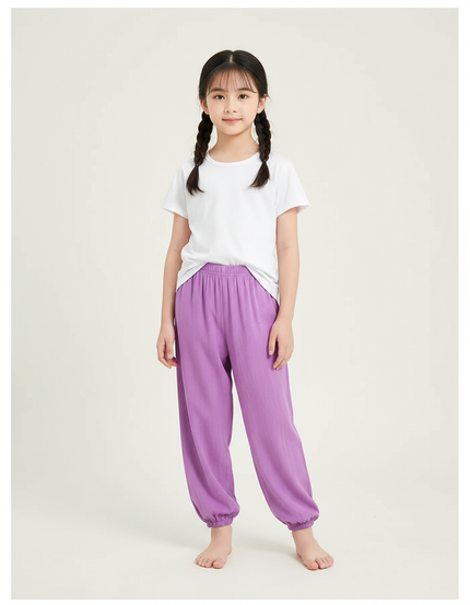 Pantalon Parachute Violet Fluide Ample Coton Enfant - Lin