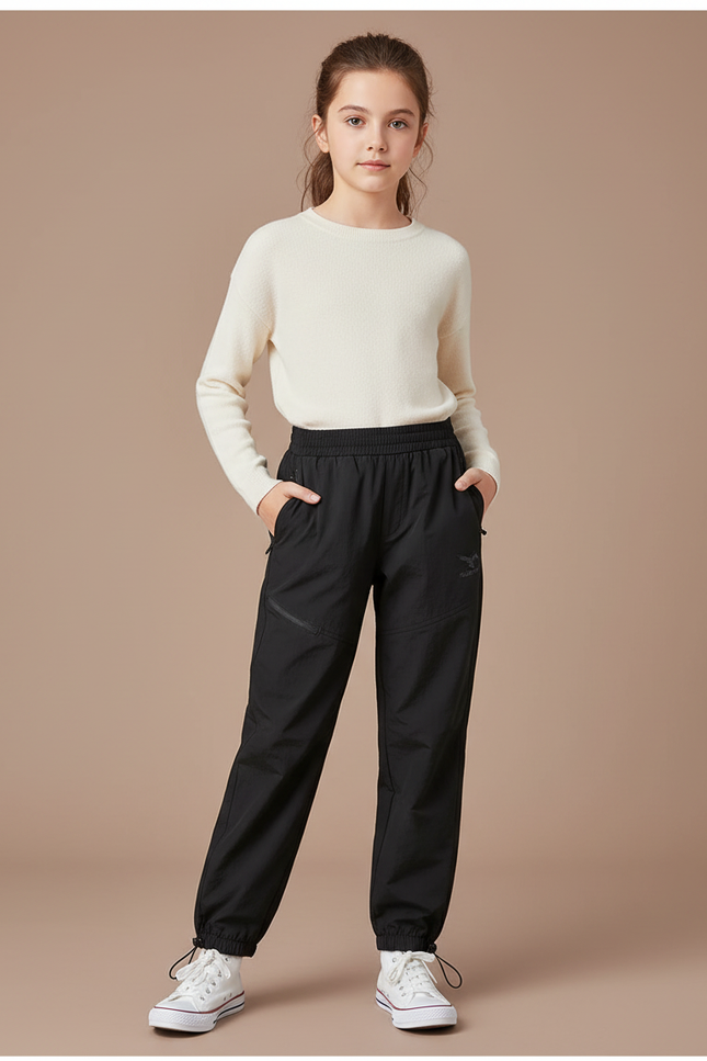 Pantalon Parachute Noir Fluide Décontracté Enfant - Polyester