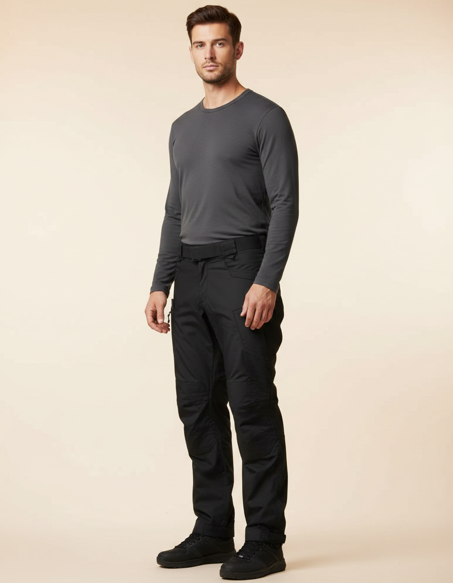 Pantalon Parachute Noir Cargo Homme Léger - Polyester