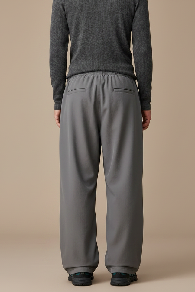 Pantalon Parachute Gris Ample Décontracté Unisexe - Polyester - vue 2