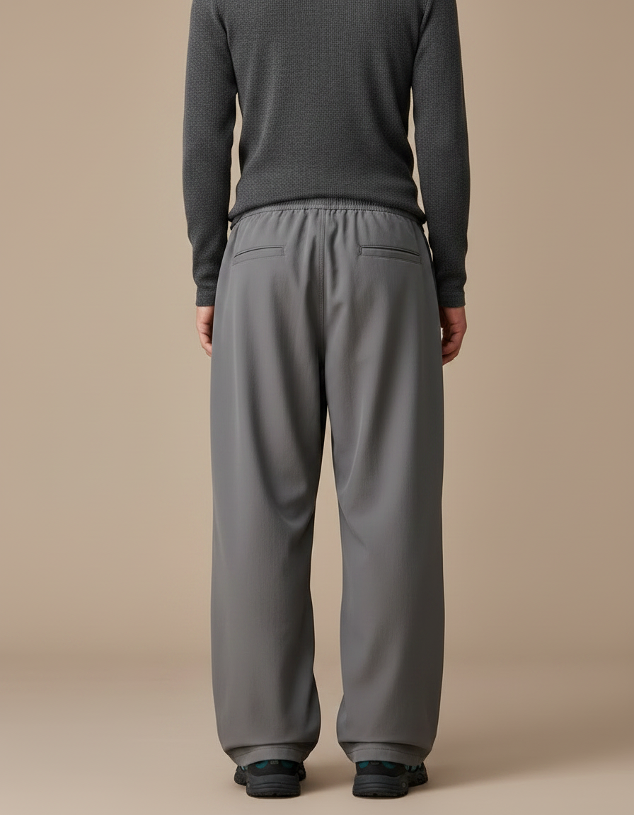 Pantalon Parachute Gris Ample Décontracté Unisexe - Polyester - vue 2