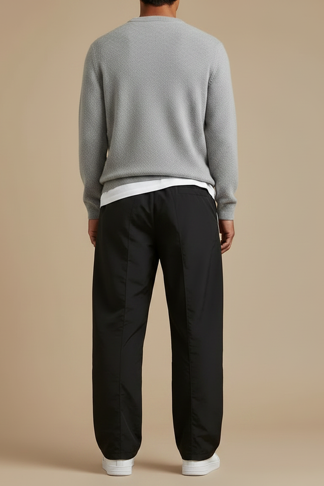 Pantalon Parachute Noir Étoiles Blanches Ample Sport - Polyester - vue 2