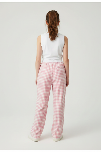 Pantalon Parachute Rose Vichy Ample Coton Enfant - vue 2