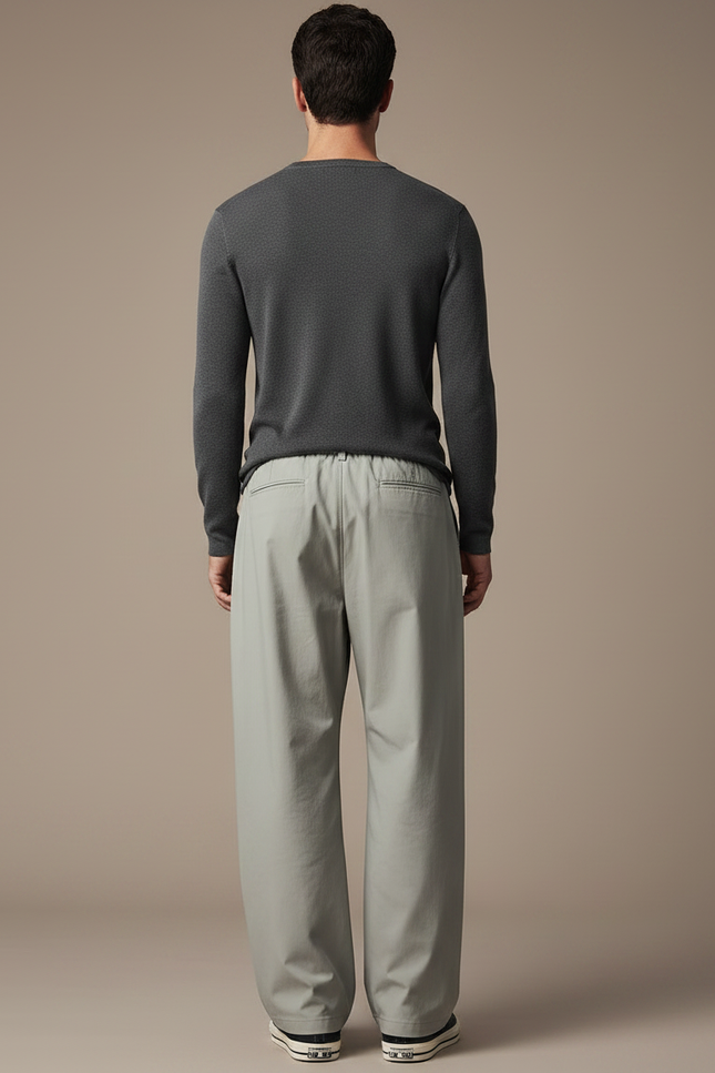 Pantalon Parachute Gris Clair Ample Décontracté Homme - Polyester - vue 2