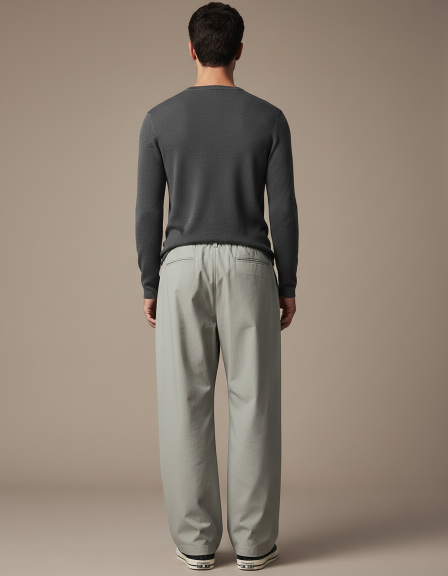 Pantalon Parachute Gris Clair Ample Décontracté Homme - Polyester - vue 2