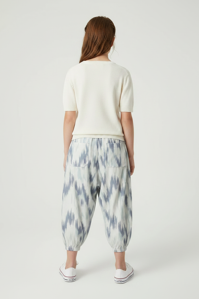 Pantalon Parachute Fluide Imprimé Ikat Ample Enfant - Viscose - vue 2