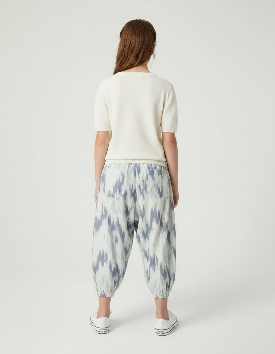 Pantalon Parachute Fluide Imprimé Ikat Ample Enfant - Viscose - vue 2