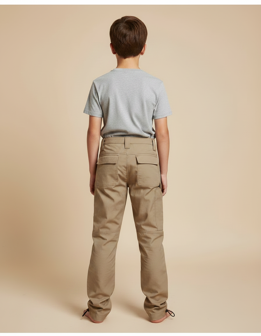 Pantalon Parachute Kaki Cargo Enfant Décontracté Coton - Toile - vue 2