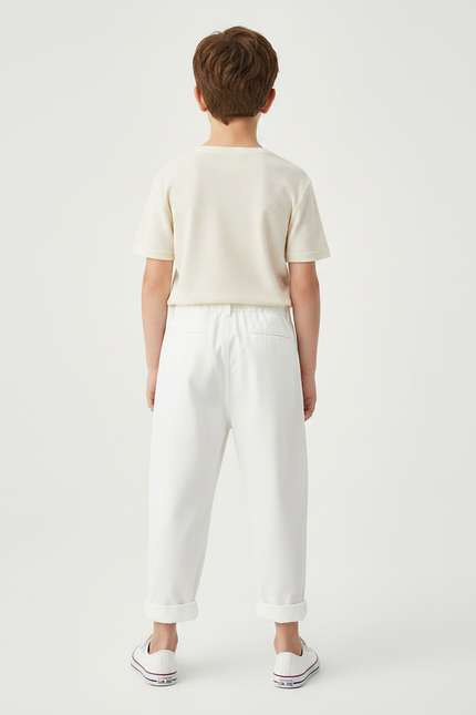 Pantalon Parachute Blanc Coton Ample Enfant Décontracté - vue 2
