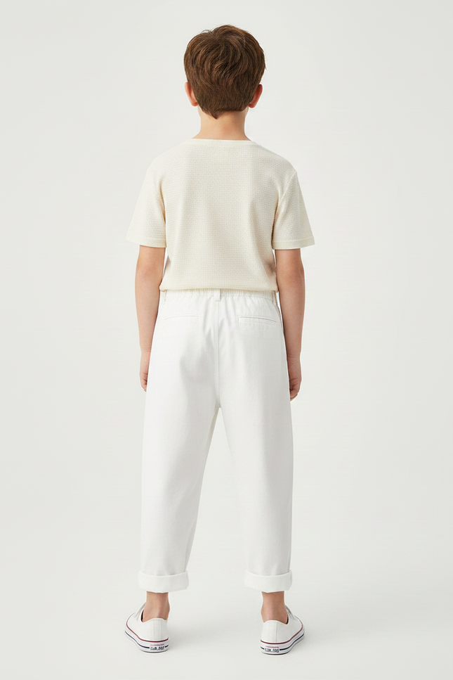 Pantalon Parachute Blanc Coton Ample Enfant Décontracté - vue 2