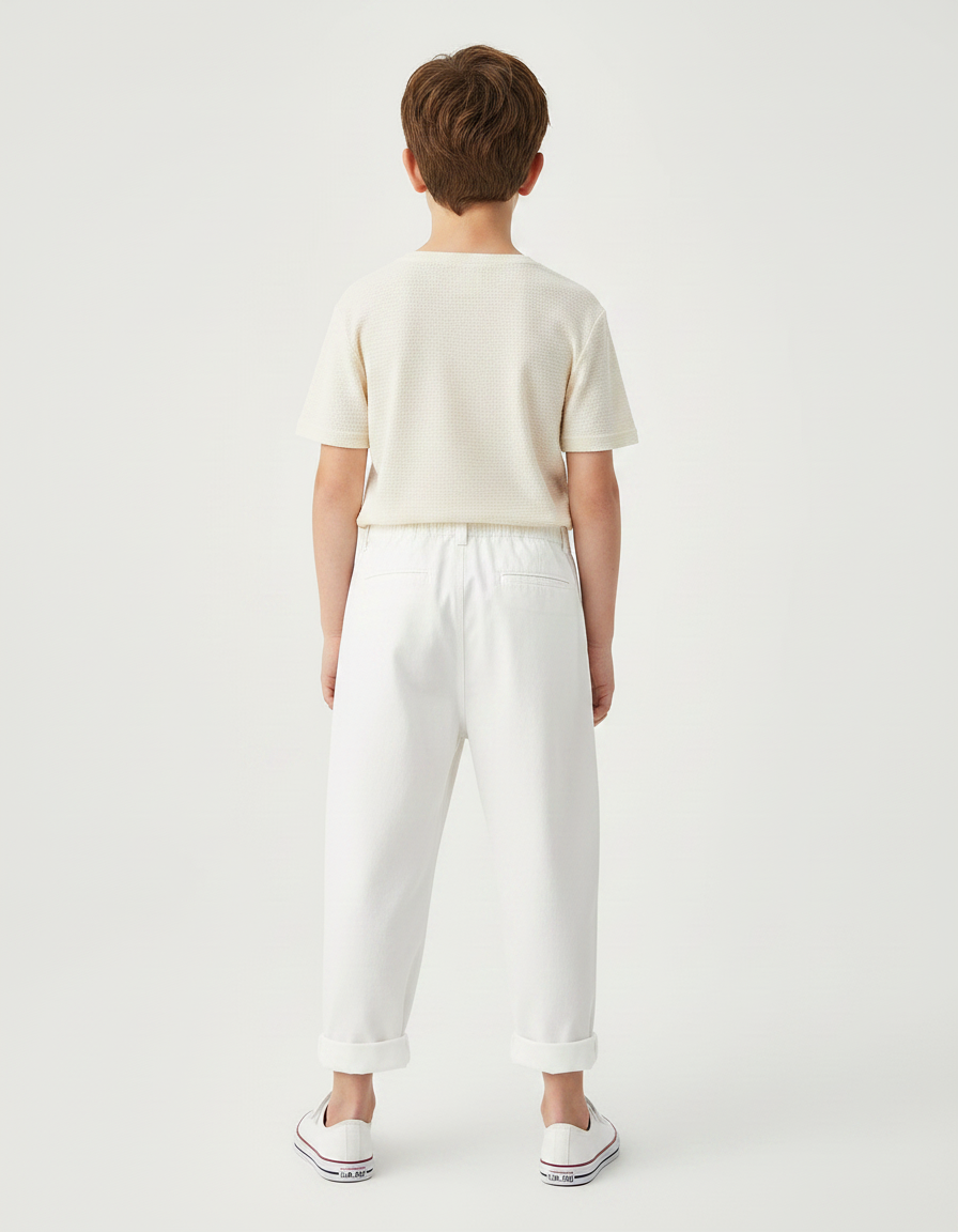 Pantalon Parachute Blanc Coton Ample Enfant Décontracté - vue 2