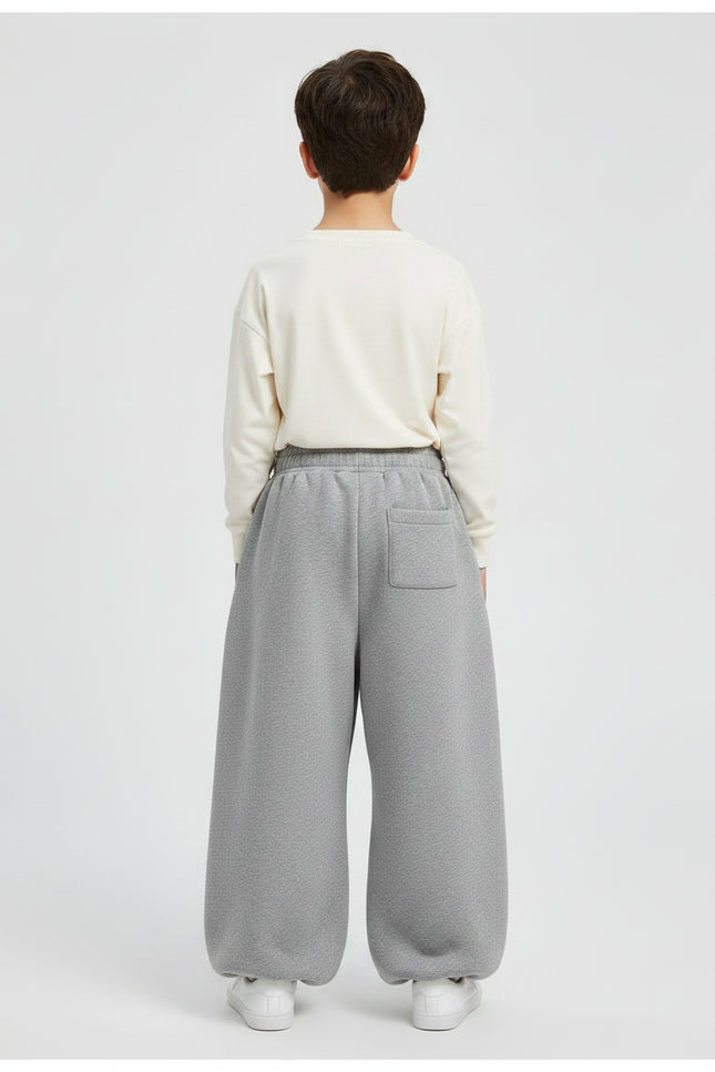 Pantalon Parachute Gris Ample Molletonné Enfant Coton - vue 2