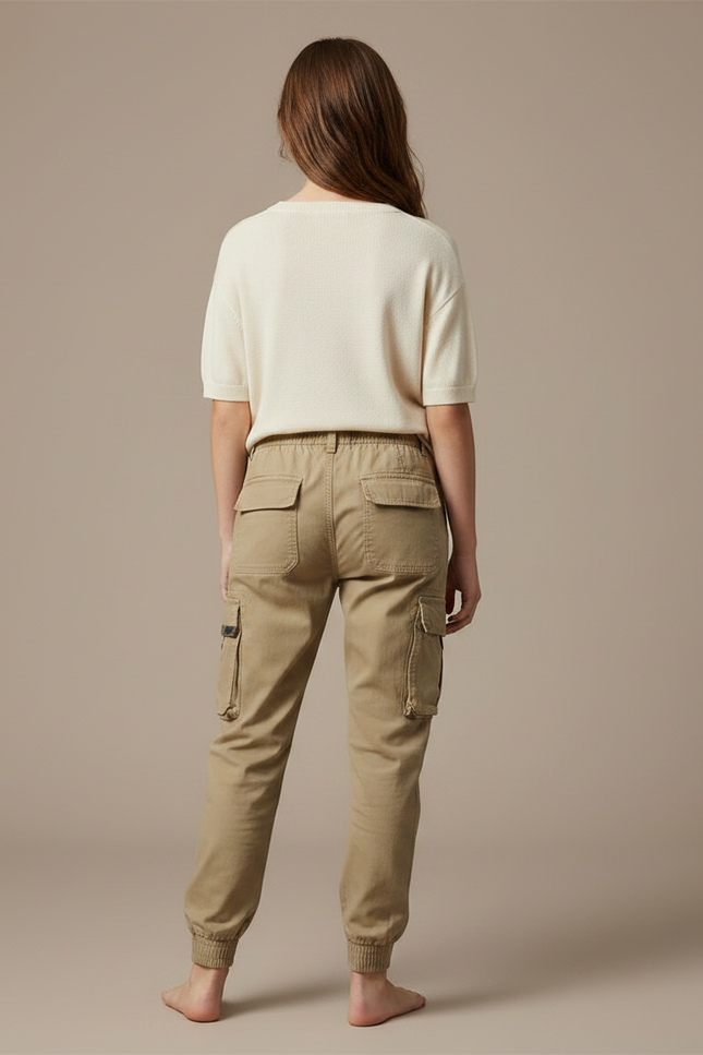 Pantalon Parachute Kaki Cargo Coton Confortable Ample - vue 2