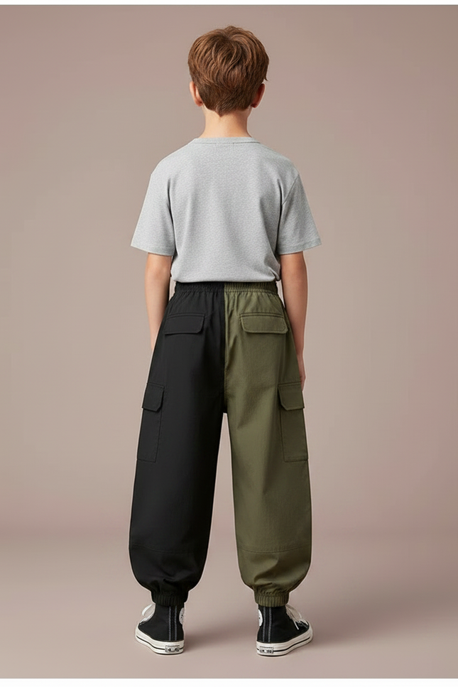Pantalon Parachute Bicolore Cargo Ample Garçon Moderne - Multicolore Polyester - vue 2