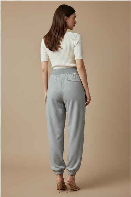 Pantalon Parachute Gris Ample Molleton Drapé Confortable - vue 2
