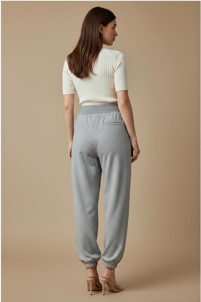 Pantalon Parachute Gris Ample Molleton Drapé Confortable - vue 2