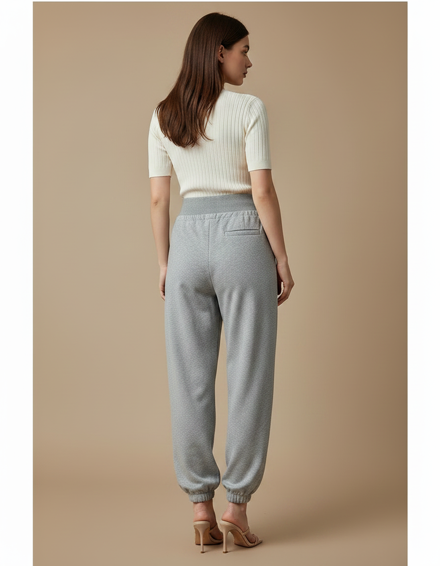 Pantalon Parachute Gris Ample Molleton Drapé Confortable - vue 2