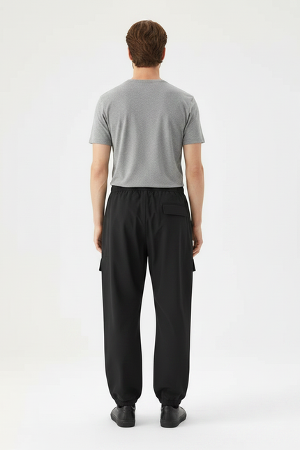 Pantalon Parachute Noir Ample Sportif Homme - Polyester - vue 2
