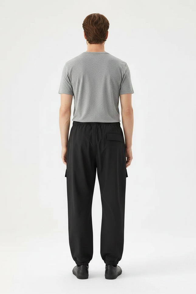 Pantalon Parachute Noir Ample Sportif Homme - Polyester - vue 2