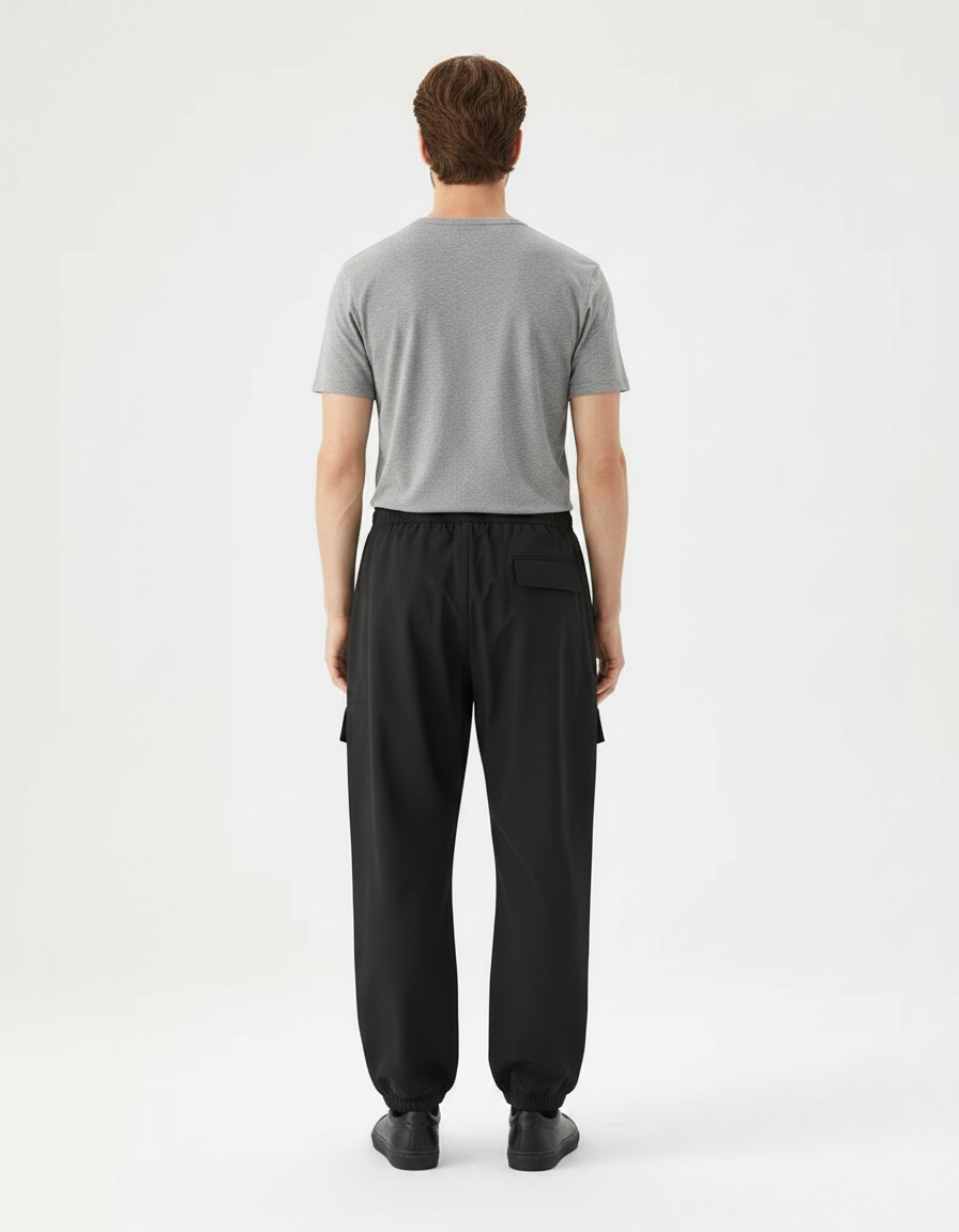 Pantalon Parachute Noir Ample Sportif Homme - Polyester - vue 2