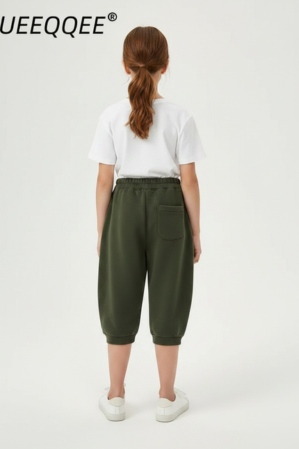 Pantalon Parachute Molleton Épais Ample Imprimé Étoile - Kaki - vue 2