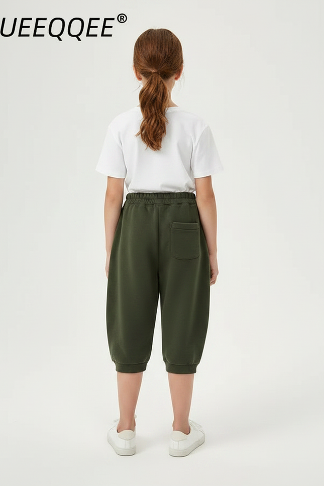 Pantalon Parachute Molleton Épais Ample Imprimé Étoile - Kaki - vue 2