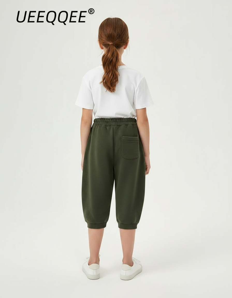 Pantalon Parachute Molleton Épais Ample Imprimé Étoile - Kaki - vue 2