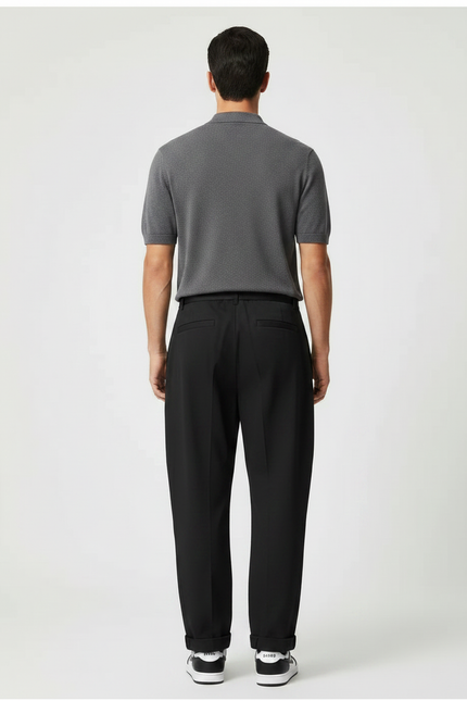 Pantalon Parachute Noir Ample Ceinture Décontracté Homme - Gabardine - vue 2
