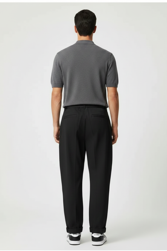 Pantalon Parachute Noir Ample Ceinture Décontracté Homme - Gabardine - vue 2