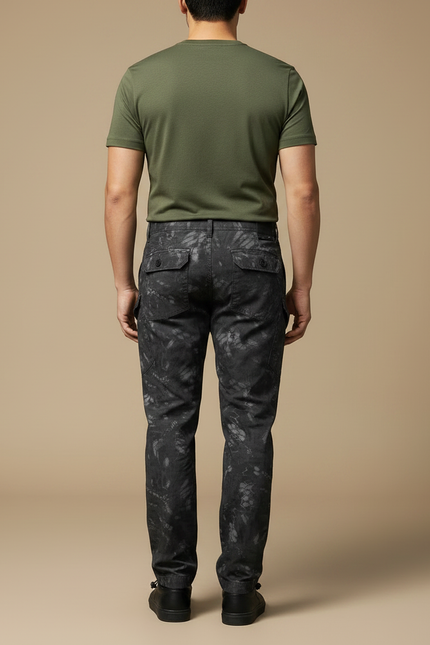 Pantalon Parachute Camouflage Noir Cargo Homme Durable - Toile - vue 2