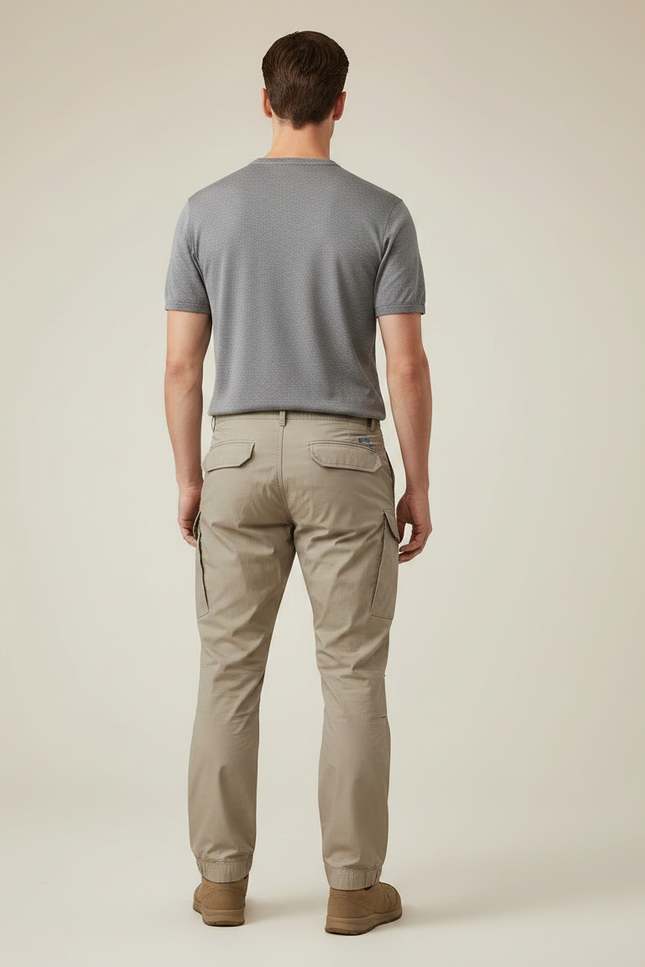 Pantalon Parachute Beige Cargo Multi-poches Homme - Polyester - vue 2