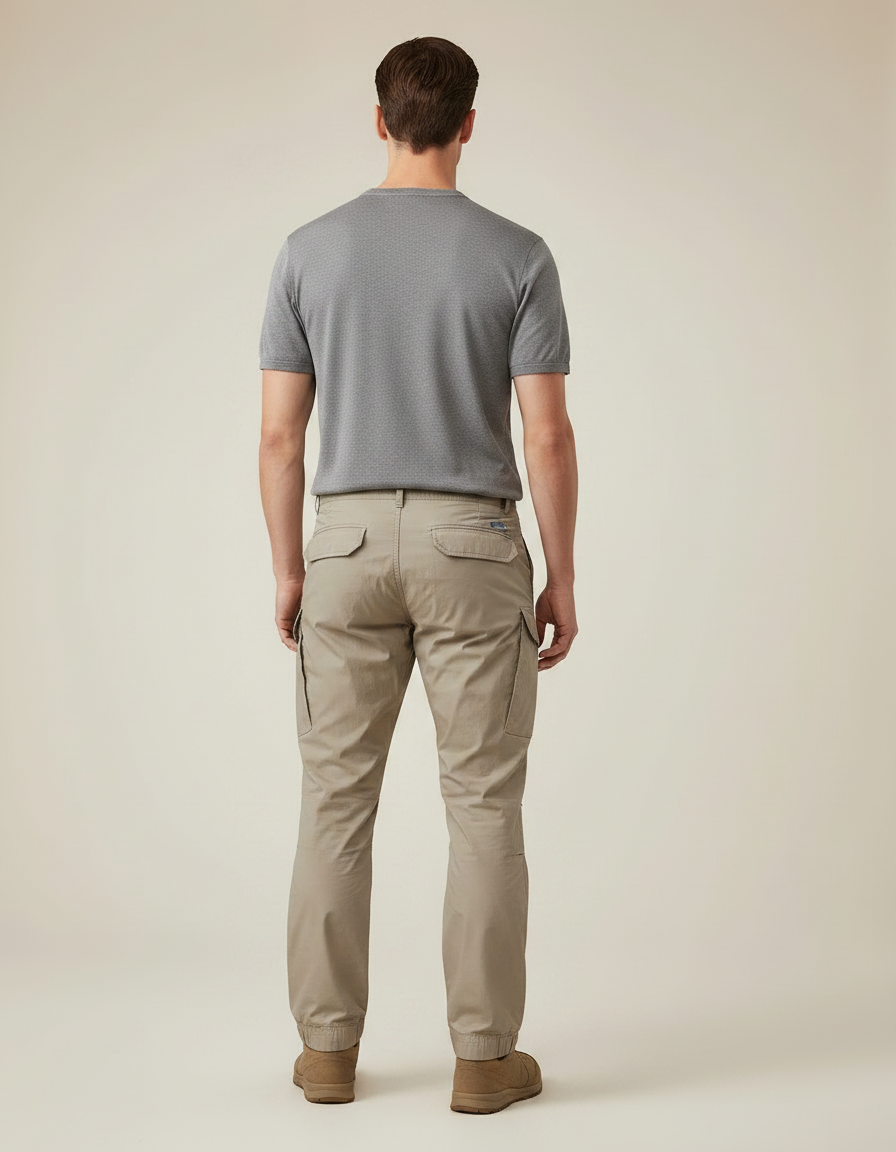 Pantalon Parachute Beige Cargo Multi-poches Homme - Polyester - vue 2
