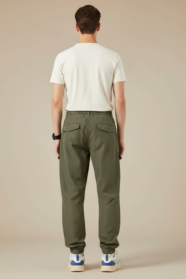 Pantalon Parachute Kaki Cargo Techwear Multi-poches Homme - Polyester - vue 2